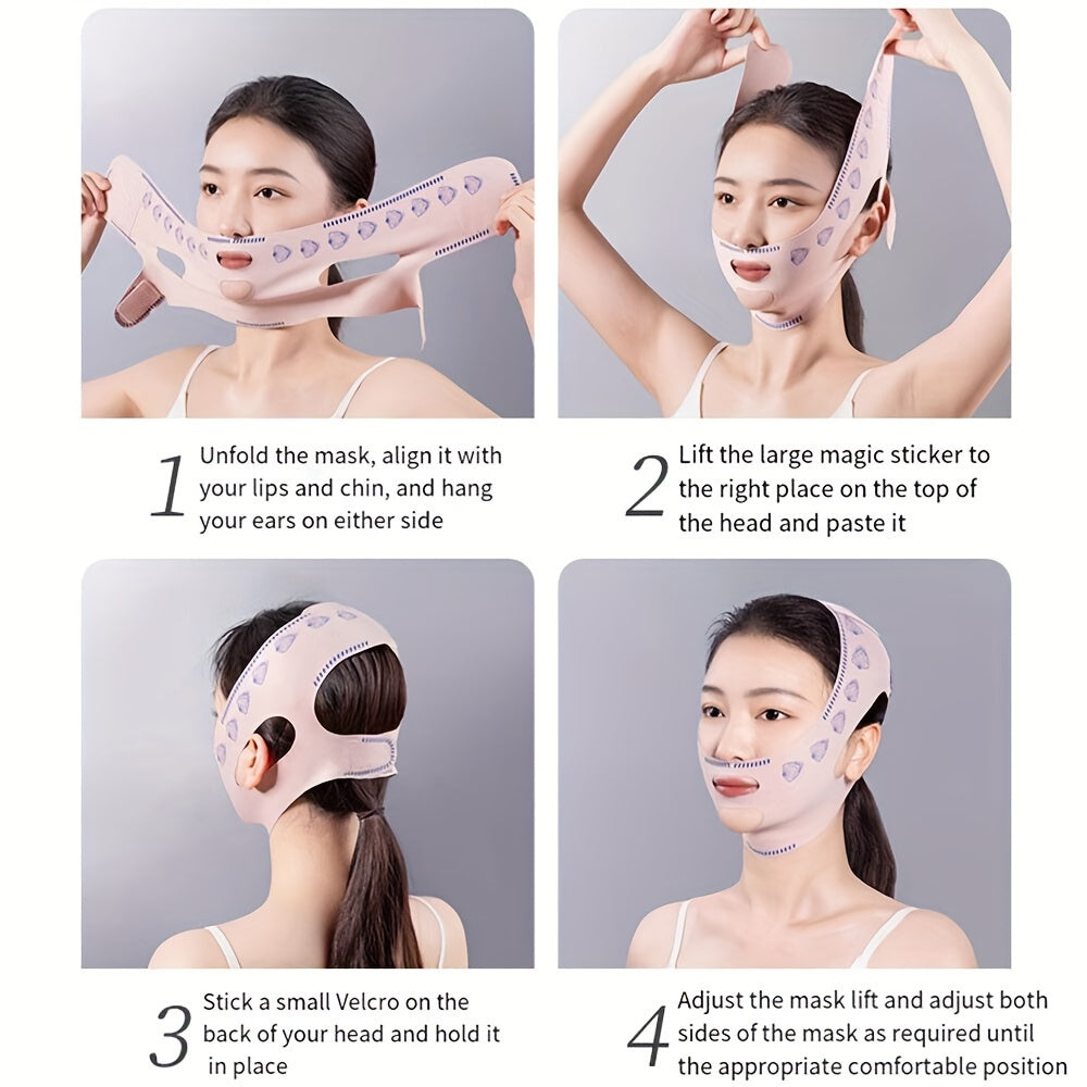 1pc Adjustable Face Lifting Band, Breathable Beauty Tape for Facial Contouring, Sleeping & Beauty Salon Use, Skin-Friendly Material with Reusable Fastening Straps